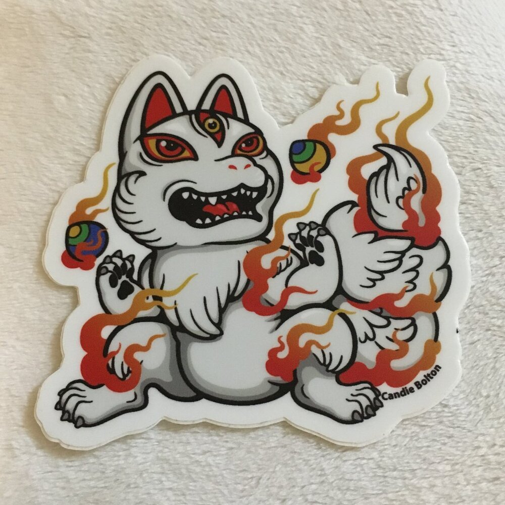 4/$25 Retro Kitsune and Floating Eyeballs Decal Sticker #2